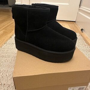 UGG black Classic Mini Platform Boots.